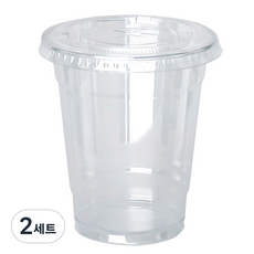 Bloom at home PET 一次性透明杯 + 平蓋組, 2套, 410ml