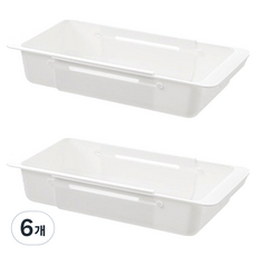 공간활용 서랍정리 2단 길이조절 수납함, 화이트, 6개