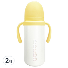 유비맘 유아용 시그니처 보온보냉 스테인리스 빨대컵, 330ml, 2개, 바나나
