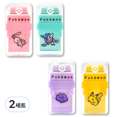 寶可夢 Poképeace 滾輪橡皮擦 4件組, 黃色, 粉紅色, 綠色, 紫色, 2套