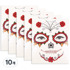 PARTYHAE 骷髏臉紋身貼紙, 花朵, 10個