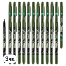 라인플러스 물로 지우는 수성 OHP 펜 M B 2종 x 12p 세트, 흑색, 녹색, 3세트