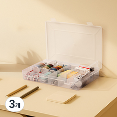 EZLIVING 16格分格小物收納盒, 透明, 3個