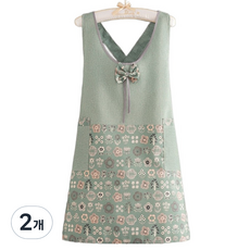 soonZAM 夏季也涼爽的感性時尚圍裙 71 x 85 cm, 2個, 蝴蝶結交叉綠色
