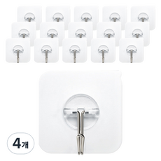 베티에스 프리미엄 무타공 접착식 후크 걸이 8p, 투명, 4개