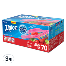 지퍼락 그립앤실 슬라이더 지퍼팩 냉장용, 중(M), 70개입, 3개
