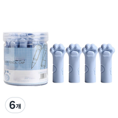 데이코지 귀여운 고양이 발바닥 연필캡 30p, 파란색, 6개