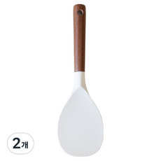 relieve 胡桃木彈性矽膠料理刮刀, 2個, 奶油白