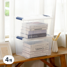 lifist Class 生活收納箱, 透明 + 藍色 + 黑色, 4個