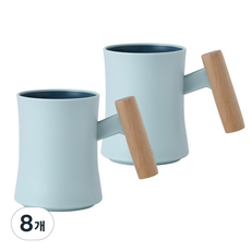 MONACO OLIVE 木柄馬卡龍色漱口杯, 靛藍色, 8個