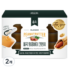 옳곡 땅콩버터 미니컵 크런치 8p, 160g, 2개