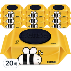 센스 물티슈 꿀벌 캡형, 40g, 100매입, 20개