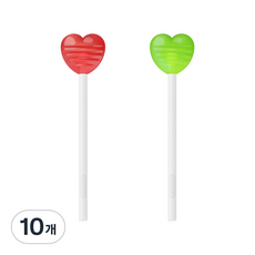 옴모 전 연령 하트 캔디 혀클리너 체리 + 키위 세트, 6.2g, 10개