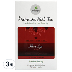 아름드레 프리미엄 화이트 로즈힙 허브티, 1.1g, 20개입, 3개