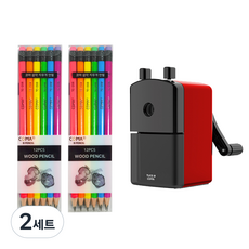 TUCO.B Coma 三角橡皮擦鉛筆 TC-208B 24p + 削鉛筆機 TC-M1 紅色, 2套