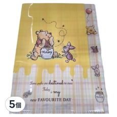 sun-star 小熊維尼 95週年L型五夾層資料夾 A4, 蜂蜜, 5個