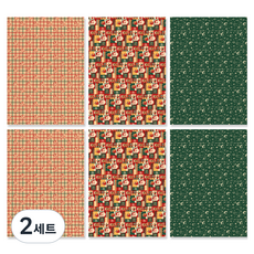 Inp 聖誕節復古包裝紙組 50 x 70 cm V01 3款 x 2張組, 混合色, 2套