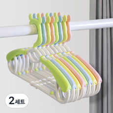 플라팜 뉴코코맘 360도 회전 길이조절 곰돌이 옷걸이 4종 x 2p 세트, 블루, 그린, 핑크, 옐로우, 2세트