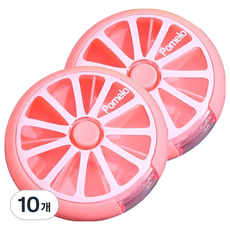 굄스 과일모양 둥근 알약 소분 케이스 핑크 9 x 9 x 2.2 cm, 10개