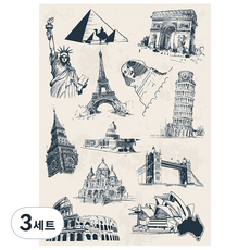 파티복닷컴 유명지 캐리어스티커 12종 세트 STST0006, 혼합 색상, 3세트