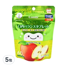 Combi 康貝 teteo無糖口嚼錠 60粒, 蘋果, 48g, 5包