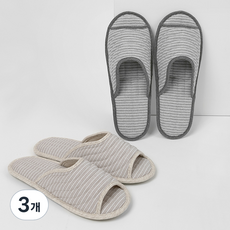 설레 퀼팅 거실화 2종 세트, 아이보리 + 딥그레이, 3개