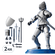 克布蘭斯 中世紀騎士 球體關節可動公仔 中世紀系列 2個磁鐵 用於銀色腳底或背部 套組 13 x 16 cm, 2套