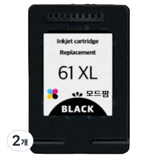 모드팜 대용량 HP DeskJet 1510 1050 1000 2050 2540 프린터용 호환 재생 잉크 HP 61XL, 검정, 2개