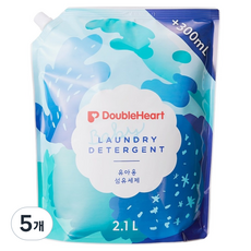 더블하트 유아용 섬유세제 리필, 2.1L, 5개