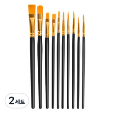 블랙트리 아동용 수채화용 붓 블랙 10종 세트, 2세트
