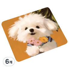 테이아 파스텔톤 귀여운 댕댕이 캐릭터 마우스패드 30 x 25 x 0.2cm, 래글런 강아지 21, 6개