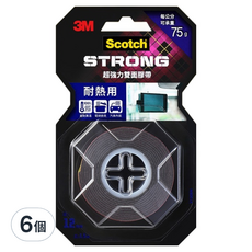 3M SCOTCH 耐熱用超強力雙面膠帶 1.5m x 12mm, V1206N, 6個