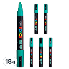 유니 포스카 굵은 글씨용 PC-5M 에메랄드 그린, 18개, 1색
