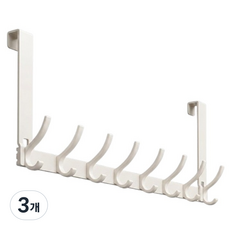 원이네 문에 거는 옷걸이 무타공 다용도 8후크 28cm, 화이트, 3개
