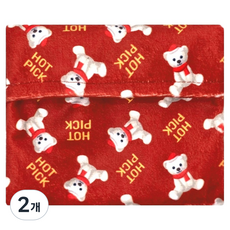 핫픽 따뜻하곰 프리미엄 극세사 포켓용 파우치 핫팩 휴대용 대형 레드, 2개