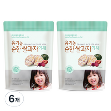 베베푸드 유기농 순한 쌀과자, 야채, 25g, 6개