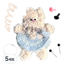 yarna 철사인형 + 핀타입 인형눈 4mm x 2p + 컬러미니삼각코 2종 + 컬러와이어링 모루 냥이 고양이 인형 만들기 세트, 5세트, 베이지 + 화이트 + 블랙 + 핑크