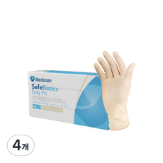 메디컴 세이프베이직 라텍스 글러브, 아이보리, 중(M), 4개