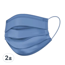 Graminton 鉅瑋 成人平面醫療口罩, 北歐藍, 50片, 2盒