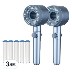 윈프라이스 다이나믹 5단 필터 샤워기 2p + 전용필터 5p 세트, 3세트, 스카이블루(샤워기), 화이트(필터)