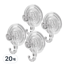 마켓플랜 라운드 강력 흡착 투명 후크, 20개