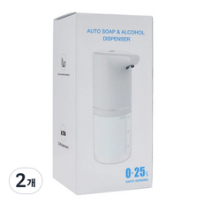 러프앤로우 주방 세제 자동 디스펜서 USB 충전 타입 350ml, 화이트, 2개