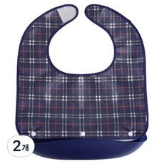 成人用防水用餐輔助圍兜 短版, 2個, 深藍色