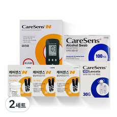 케어센스 N 혈당측정기 + 시험지 160p + 채혈침 100p + 알콜솜 100p, 2세트, GM505PAD(혈당측정기)