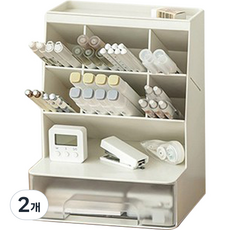 사무용품 수납 데스크 오거나이저 SD-3811, 화이트 투명, 2개
