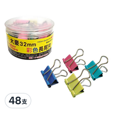 DAIHO 彩色中長尾夾 2500154, 32mm, 24入, 48支