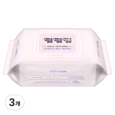 키스해링 한예지 퍼플 물티슈 캡형, 38g, 100매, 3개