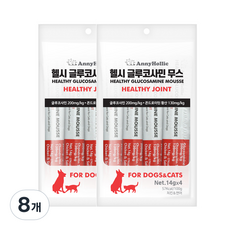 애니홀릭 반려동물 헬시 글루코사민 무스 영양제, 4회분, 치킨&연어, 8개