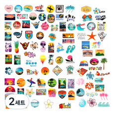 어가네닷컴 리무버블 스티커 I 하와이 휴양지 여행 100종 세트, 혼합색상, 2세트