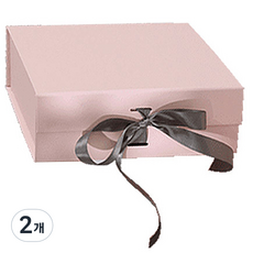 이홈베이킹 리본 매듭기프트 접이식 자석상자 대, 핑크(상자), 랜덤발송(리본), 2개
